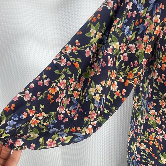 Johnny Was Jade Rocco Silk Peasant Top Floral Boho Career Sz XS - Picture 5 of 11